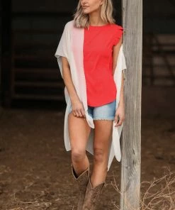 Just Jamie Ivory Solid Textured Kimono CARDIGANS