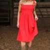 HyFve Red Tie Strap Midi Dress