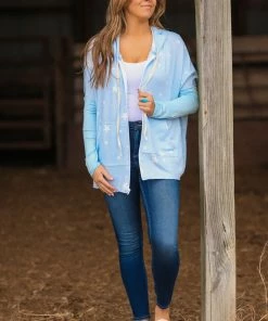 Blumin Apparel SWEATSHIRTS & HOODIES Baby Blue Star Print Full Zip Hoodie 6 Blumin Apparel SWEATSHIRTS & HOODIES Baby Blue Star Print Full Zip Hoodie