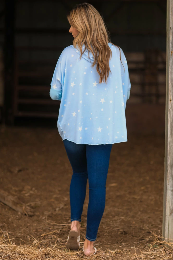 Blumin Apparel SWEATSHIRTS & HOODIES Baby Blue Star Print Full Zip Hoodie 5 Blumin Apparel SWEATSHIRTS & HOODIES Baby Blue Star Print Full Zip Hoodie