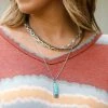 Isac Trading Turquoise Bar Pendant Multichain Necklace