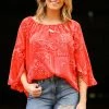 Vision Red Bandana Print Top