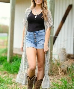 Summer 10 Khaki And Dusty Blue Aztec Print Cardigan