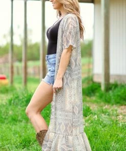 Summer 10 Khaki And Dusty Blue Aztec Print Cardigan 8 Summer 10 Khaki And Dusty Blue Aztec Print Cardigan