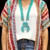 Isac Trading Turquoise Pendant Squash Blossom Necklace