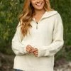 Twenty Second Cream Half Zip Mock Neck Sweater